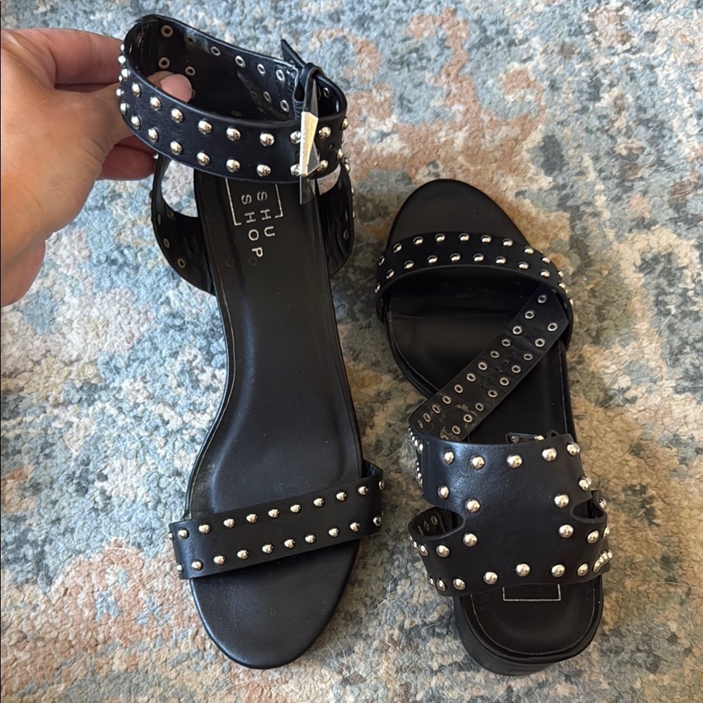Black stud sandals